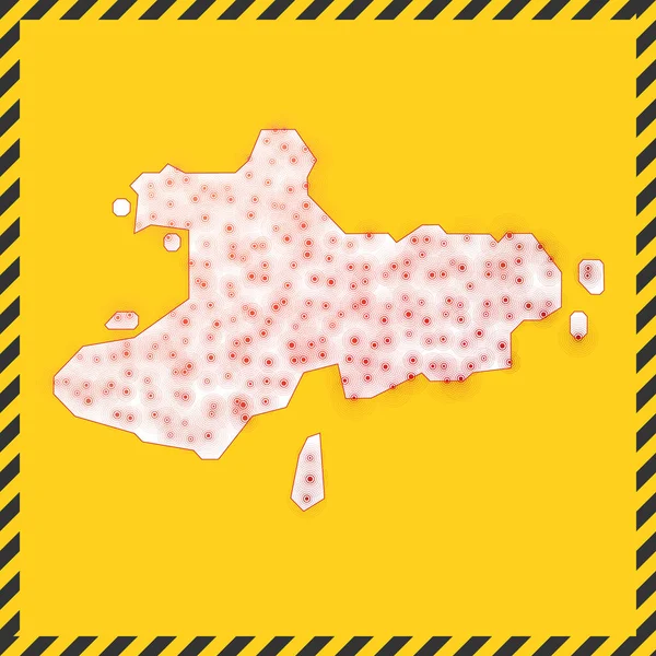 Union Island gesloten virus gevaar teken Sluit eiland icoon Zwart gestreepte rand rond kaart met — Stockvector