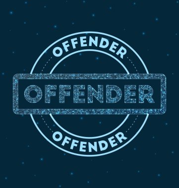 Suçlu Parlayan Rozet Ağ biçimi geometrik suçlu damgası uzay vektörü illüstrasyonunda