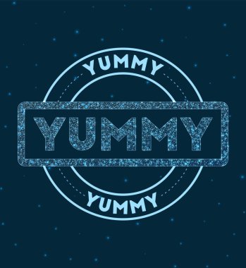 Uzay Vektörü illüstrasyonunda leziz Parlayan yuvarlak rozet Ağ stili geometrik leziz damga