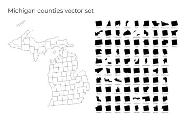 Michigan haritasında ABD Eyaleti 'nin boş vektör haritası ve ilçe sınırları yer almaktadır.