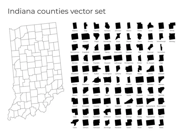 Карта Індіани з формами областей Чисті векторні карти Us State з округами — стоковий вектор