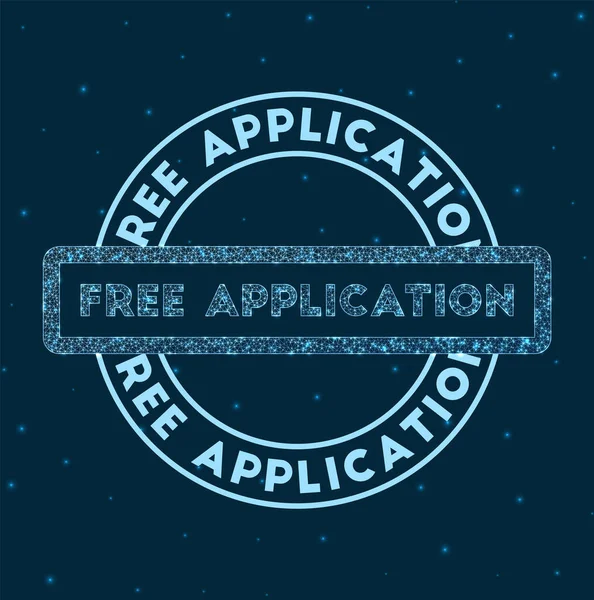 Applicazione gratuita Badge rotondo incandescente Stile di rete timbro applicazione geometrico gratuito nello spazio — Vettoriale Stock