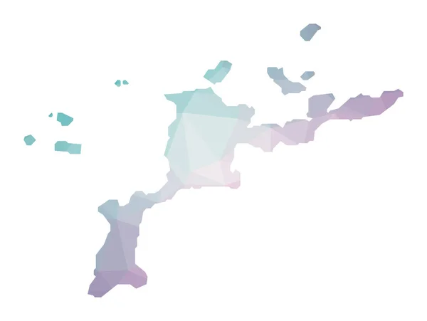 Mapa poligonal de Virgin Gorda Ilustración geométrica de la isla en colores amatista esmeralda — Vector de stock