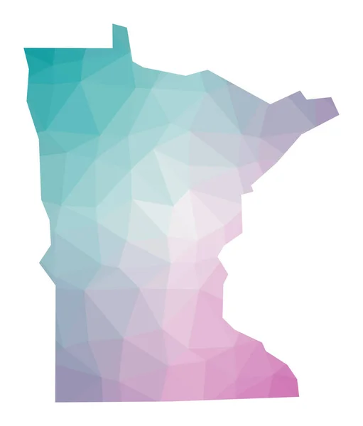 ミネソタ州の多角形地図エメラルドアメジスト色の米国の幾何学的イラスト — ストックベクタ