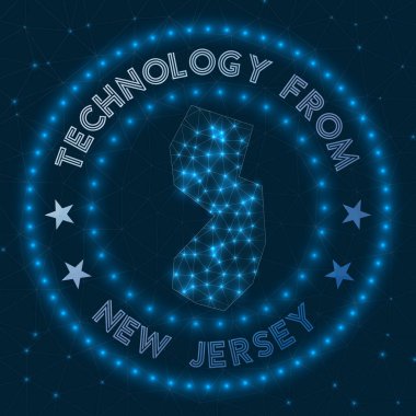 Teknoloji New Jersey Fütürist Geometrik Rozeti ABD Teknoloji Konsepti