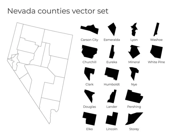 州の形状を持つネバダ州地図郡と米国のブランクベクトル地図米国の国境 — ストックベクタ