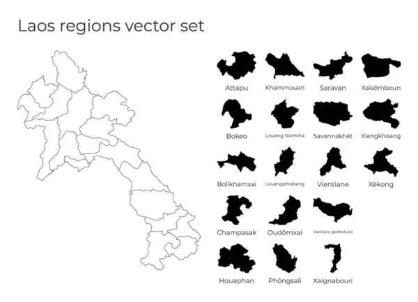 Laoská mapa s tvary regionů Prázdná vektorová mapa země s regiony Hranice — Stockový vektor
