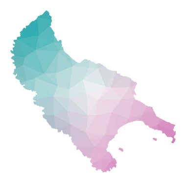 Zakynthos Adası 'nın zümrüt ametist renklerinde çokgen haritası.