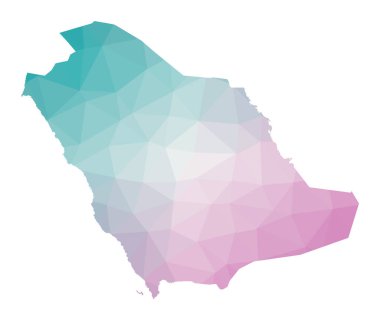 Suudi Arabistan 'ın zümrüt ametist renkleriyle ülkenin çokgen haritası