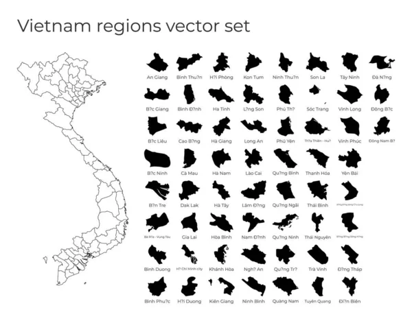 Vietnam mappa con le forme delle regioni Blank mappa vettoriale del Paese con le regioni Confini del — Vettoriale Stock