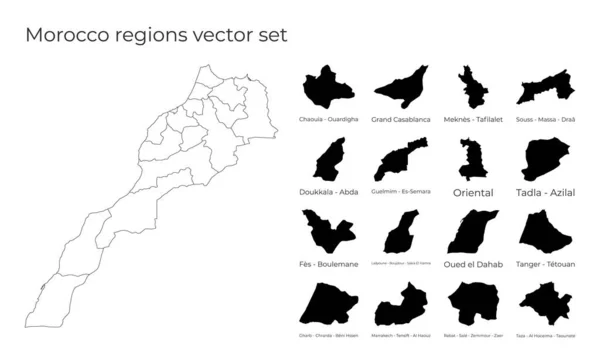Marocká mapa s tvary regionů Prázdná vektorová mapa země s regiony Hranice — Stockový vektor