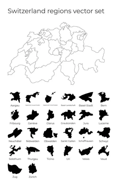 Карта Швейцарии с формами регионов Бланк векторной карты страны с регионами Границы — стоковый вектор
