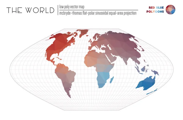 Mapa poligonal do mundo McBrydeThomas flatpolar sinusoidal equalarea projecção do mundo — Vetor de Stock