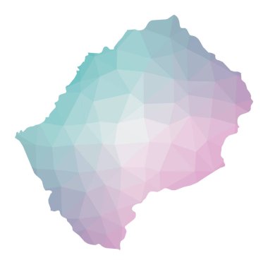Ülkenin zümrüt ametist renkleriyle Lesotho Geometrik çiziminin çokgen haritası Lesotho
