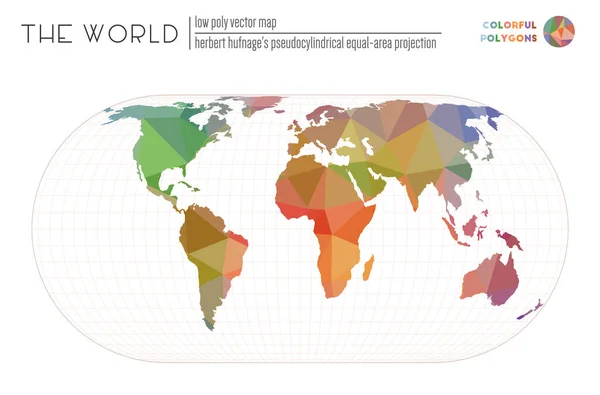 Driehoekige mazen van de wereld Herbert Hufnages pseudocilindrische evenwijdige oppervlakte projectie van de — Stockvector