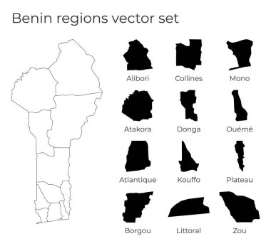 Benin haritası ülkenin boş vektör haritası ve bölge sınırları ile şekilleri