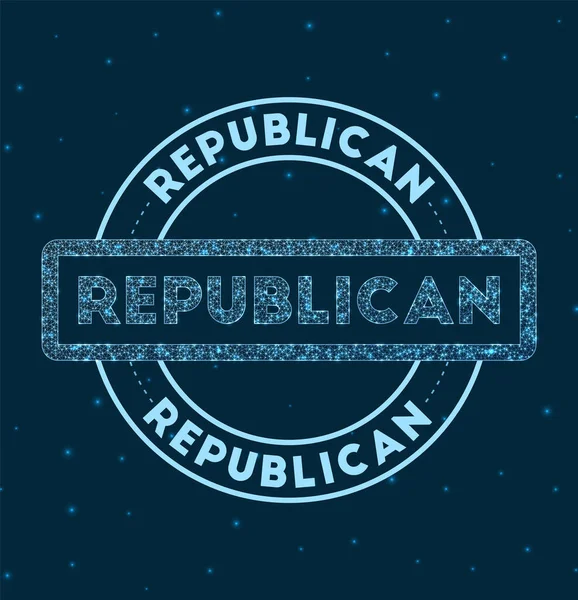 共和党的圆形徽章网络风格几何共和党在空间矢量上的印章 — 图库矢量图片