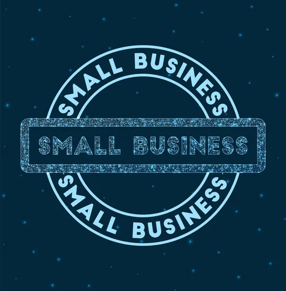 Μικρές επιχειρήσεις Λαμπερό στρογγυλό σήμα Δικτυακό στυλ γεωμετρικό μικρό επιχειρηματικό σφραγίδα στο χώρο Διάνυσμα — Διανυσματικό Αρχείο