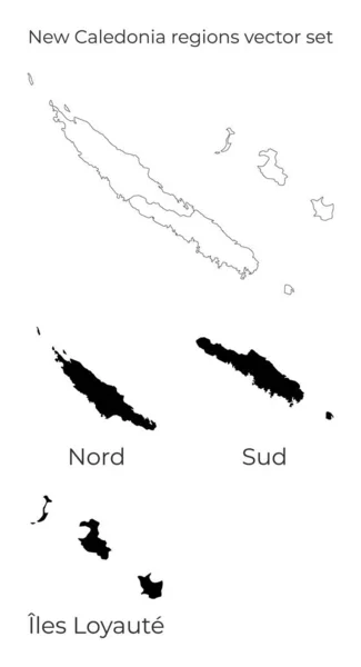 Nueva Caledonia mapa con formas de regiones Mapa vectorial en blanco del país con regiones Fronteras de — Vector de stock