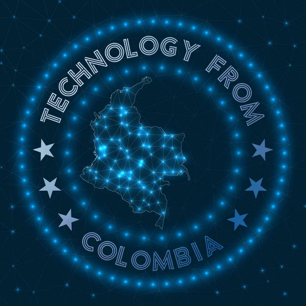 Tecnología De Colombia Insignia geométrica futurista del país Concepto tecnológico Ronda — Archivo Imágenes Vectoriales