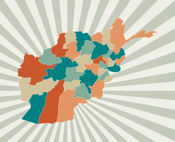 Afganistán mapa Póster con mapa del país en paleta de colores retro Forma de Afganistán con — Vector de stock