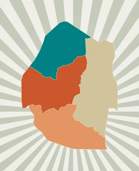 Svazijsko mapa Plakát s mapou země v retro paletě Tvar Svazijska s — Stockový vektor