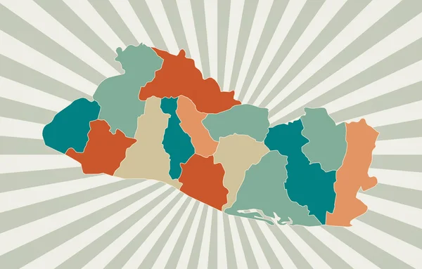 República de El Salvador mapa Póster con mapa del país en paleta de colores retro — Archivo Imágenes Vectoriales