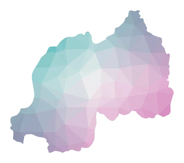 Mapa poligonal de Ruanda Ilustración geométrica del país en colores amatista esmeralda Ruanda — Vector de stock
