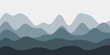 Soyut mavi gri tepeler arkaplan renkli dalgalar otantik vektör çizimi