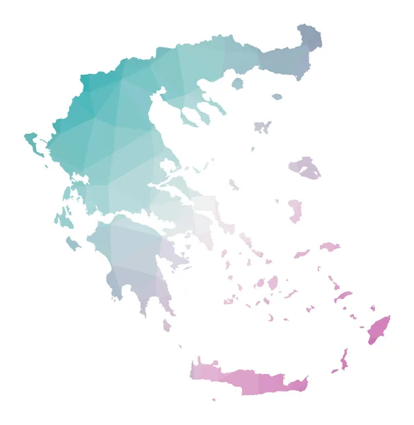 Mapa poligonal da Grécia Ilustração geométrica do país em cores ametistas esmeralda Grécia — Vetor de Stock