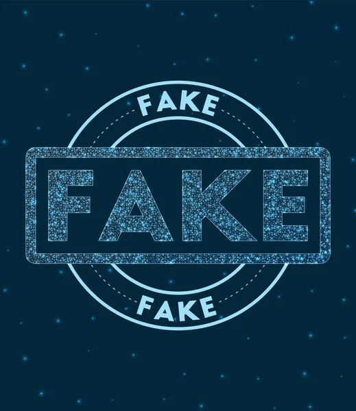 ( 영어 ) Fake Glowing round badge Network style geometry fical stamp in space Vector illustration — 스톡 벡터