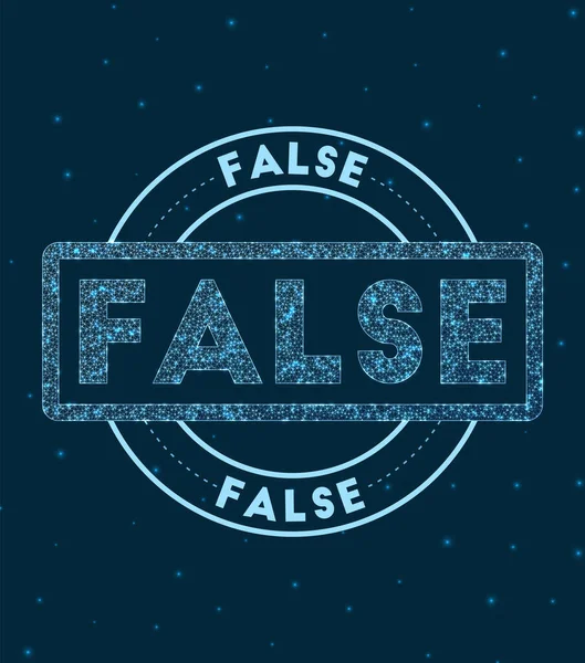 FALSE Glowing round badge Network style geometry FALSE stamp in space Vector illustration — 스톡 벡터