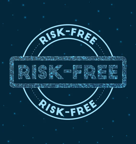 ( 영어 ) Riskfree Glowing round badge Network style geometry riskfree stamp in space Vector — 스톡 벡터