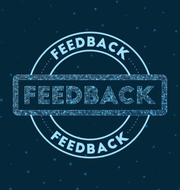 Uzay Vektörü illüstrasyonunda Geri bildirim Parlayan Yuvarlak Rozet Ağ stili Geometrik Geri bildirim damgası