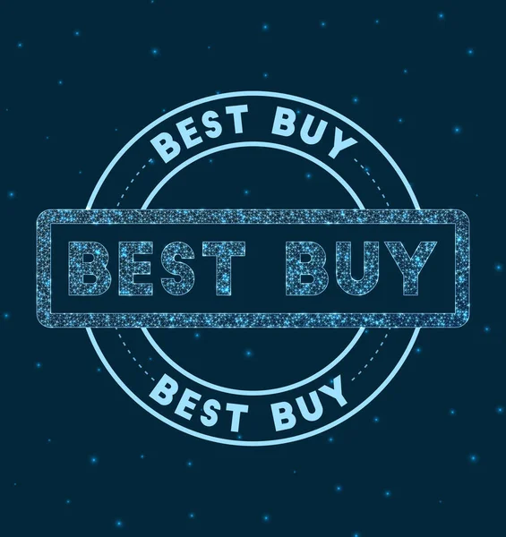 Best Buy Świecąca okrągła odznaka Styl sieci geometryczny Best Buy znaczek w przestrzeni Ilustracja wektora — Wektor stockowy
