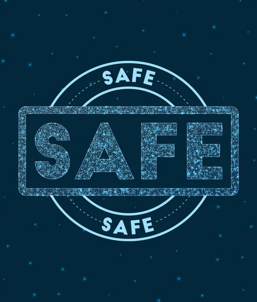 Safe Glowing round badge Network style geometric safe stamp in space Vector illustration — Stockový vektor