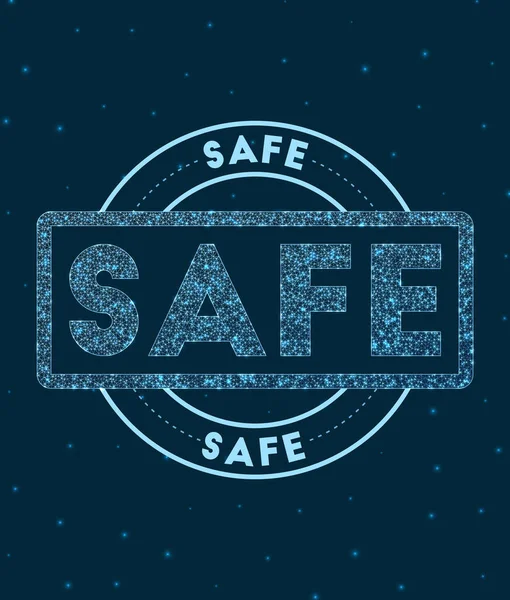 Safe Glowing distintivo rotondo Stile di rete timbro geometrico sicuro nello spazio Illustrazione vettoriale — Vettoriale Stock