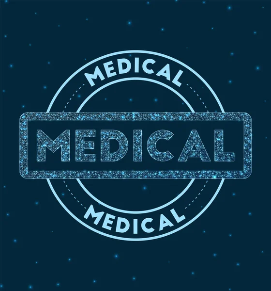Медичний світиться круглий знак Мережевий стиль геометрична медична марка в космосі Векторні ілюстрації — стоковий вектор