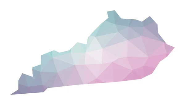 Mappa poligonale del Kentucky Illustrazione geometrica dello stato degli Stati Uniti in colori ametista smeraldo — Vettoriale Stock