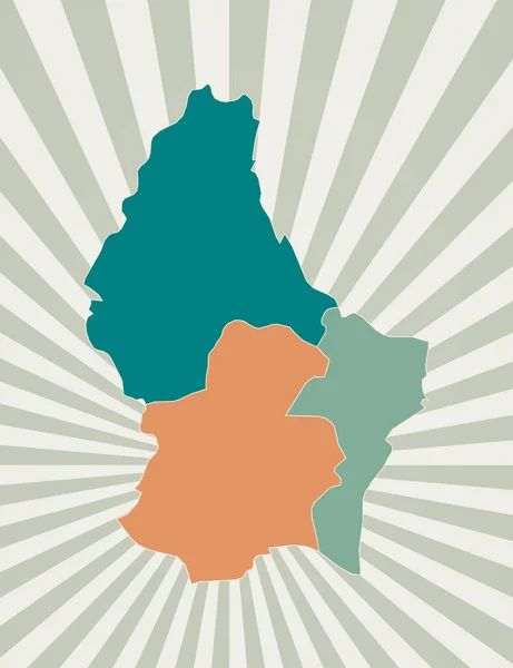 Luxemburgi térkép Plakát térképpel az ország retro színes paletta Alakja Luxemburg — Stock Vector