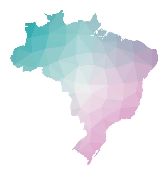 Mapa poligonal de Brasil Ilustración geométrica del país en colores amatista esmeralda Brasil — Vector de stock