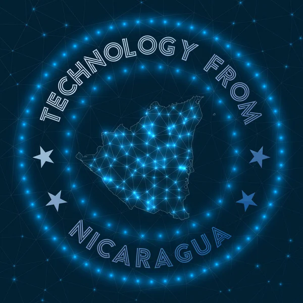 Технология из Никарагуа Футуристический геометрический знак страны Технологическая концепция Раунд — стоковый вектор