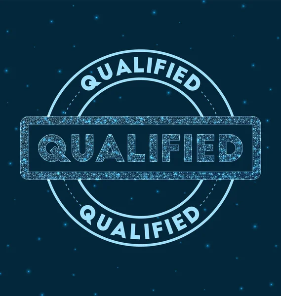 Qualified Glowing στρογγυλό σήμα Δικτυακό στυλ γεωμετρικό Qualified σφραγίδα στο χώρο Διάνυσμα — Διανυσματικό Αρχείο