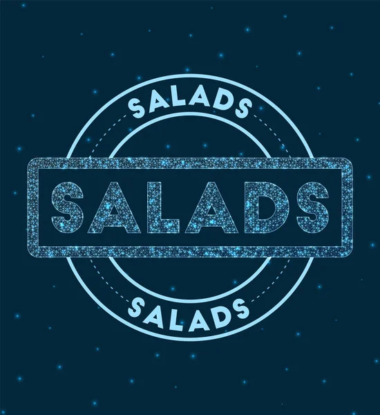Salads Glowing round badge Network style geometric salads stamp in space Vector illustration — Stock Vector