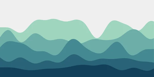 Abstracto oscuro menta colinas fondo colorido olas elegante vector ilustración — Vector de stock