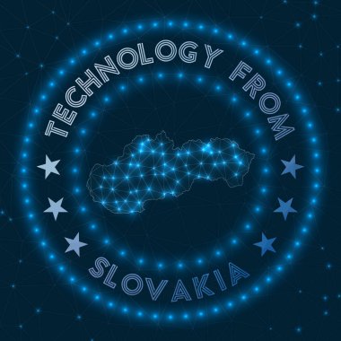 Slovakya 'dan Teknoloji Ülkenin Geleceği Geometrik Rozeti Teknolojik Kavram Yuvarlak