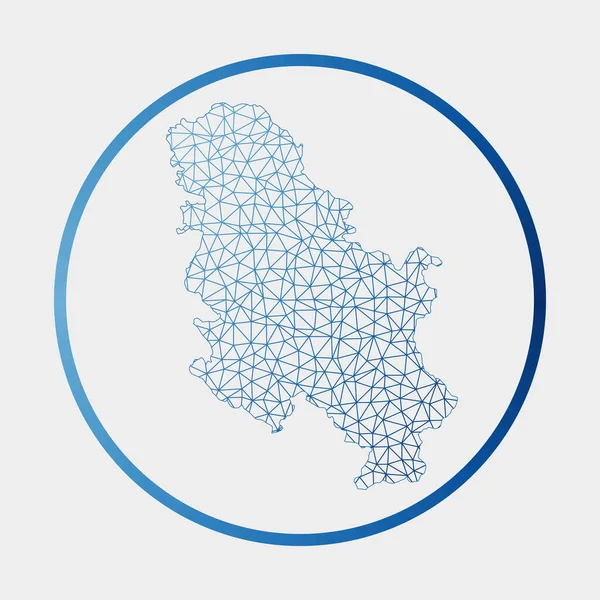 Serbia icono Mapa de la red del país Ronda Serbia firmar con el anillo de gradiente Tecnología internet — Vector de stock