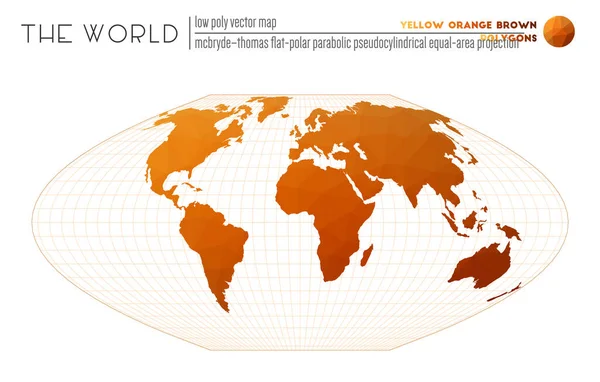 Mappa vettoriale del mondo McBrydeThomas proiezione parabolica piatta pseudocilindrica uguale area — Vettoriale Stock