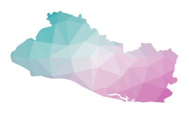 El Salvador Cumhuriyeti 'nin zümrüt ametistte ülkenin çokgen haritası.