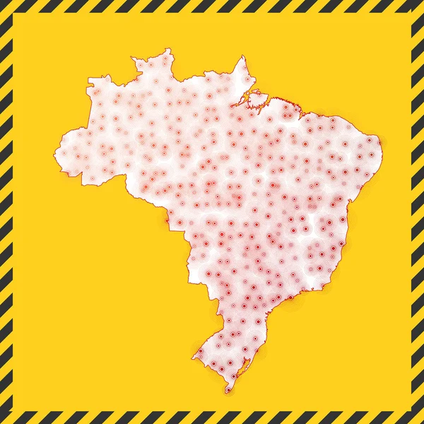 Бразилия закрыты вирусной опасности знак блокировать страну иконка Черная полоса границы вокруг карты с — стоковый вектор